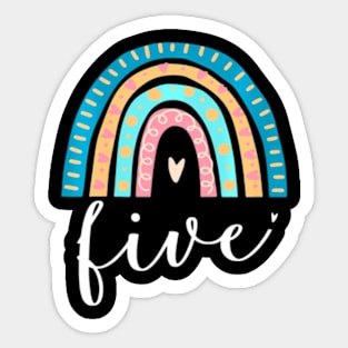 Kids Five Year Old Rainbow 5Th Birthday For Girls 5 Bday Sticker